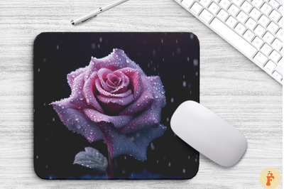 Beautiful Frost Purple Rose Mouse Pad