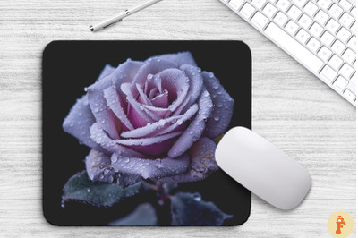 Beautiful Frost Purple Rose Mouse Pad