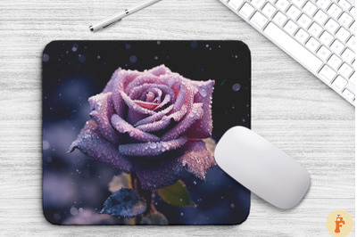 Beautiful Frost Purple Rose Mouse Pad