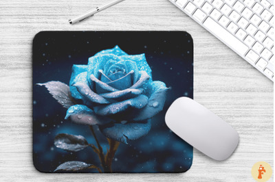 Beautiful Frost Turquoise Rose Mouse Pad