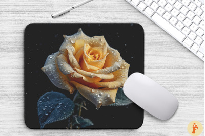 Beautiful Frost Yellow Rose Mouse Pad