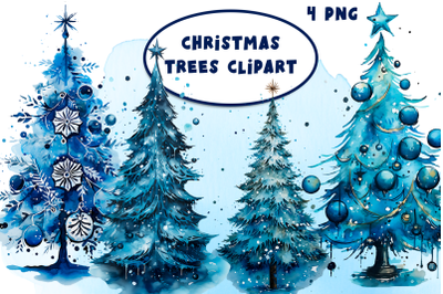 Watercolor Christmas trees Sublimation Clipart