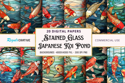 Stained Glass Japanese Koi Pond Bundle
