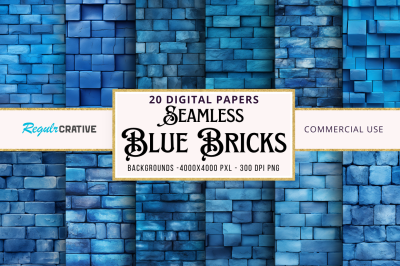 Seamless Blue Bricks Background bundle