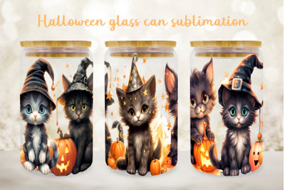 Cute kitty glass can wrap Halloween libbey can sublimation