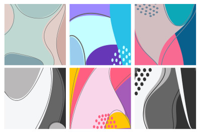 Minimal empty doodle pattern in trendy pastel colors. Social media set