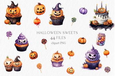 Halloween sweets Watercolor Clipart PNG
