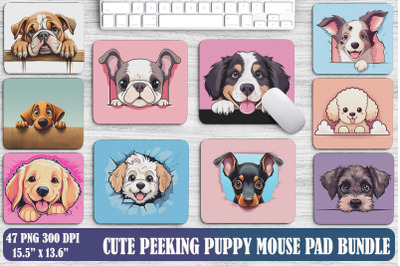 Cute Peeking Puppy Mouse Pad Design