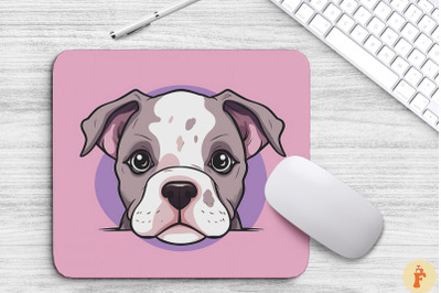 Cute Peeking American Bulldog Mouse Pad