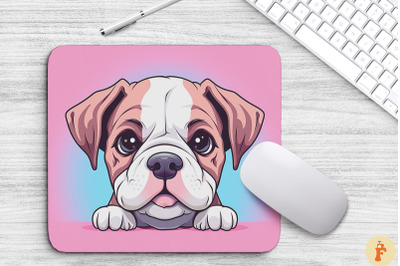 Cute Peeking American Bulldog Mouse Pad