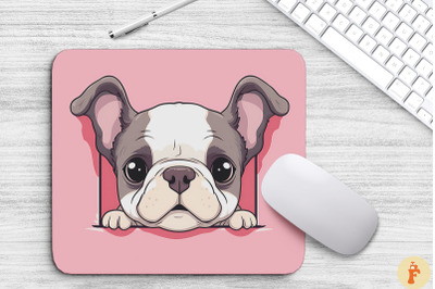 Cute Peeking Bulldog Mouse Pad