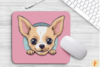 Cute Peeking Chihuahua Dog Mouse Pad