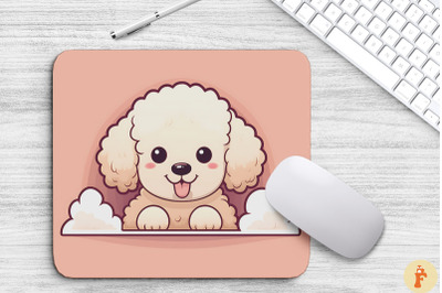 Cute Peeking Poodle Dog Mouse Pad