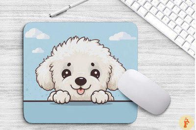 Cute Peeking Poodle Dog Mouse Pad