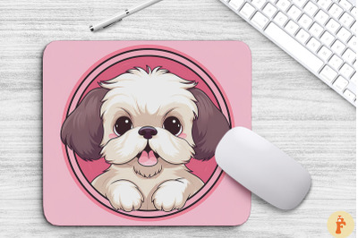 Cute Peeking Shih Tzu Dog Mouse Pad