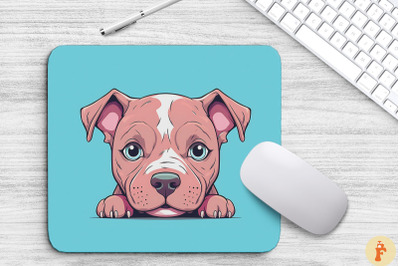 Cute Peeking Bull Terrier Dog Mouse Pad