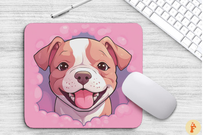 Cute Peeking Bull Terrier Dog Mouse Pad