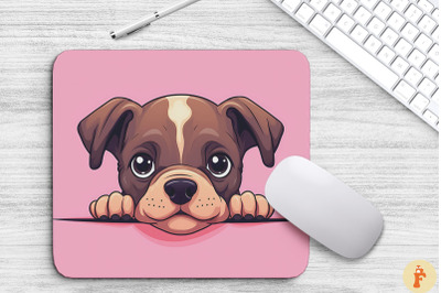 Cute Peeking Bull Terrier Dog Mouse Pad