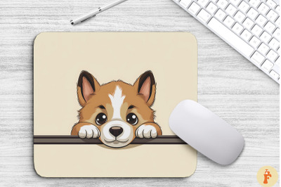 Cute Peeking Akita Dog Mouse Pad