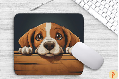 Cute Peeking Beagle Dog Mouse Pad