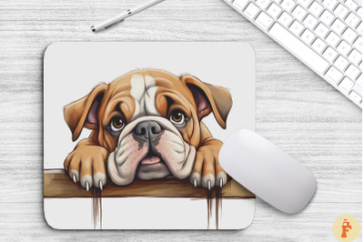 Cute Peeking Bulldog Mouse Pad