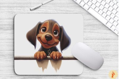 Cute Peeking Dachshund Dog Mouse Pad