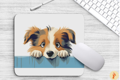 Cute Peeking Shetland Sheepdog Mouse Pad