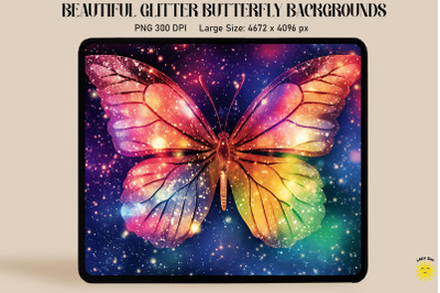 Rainbow Glitter Butterfly Backgrounds