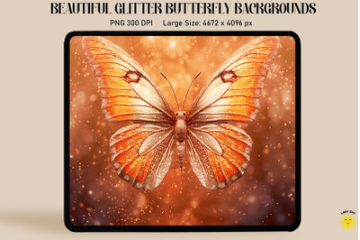 Pastel Orange Glitter Butterfly Backdrop