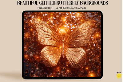 Pastel Orange Glitter Butterfly Backdrop