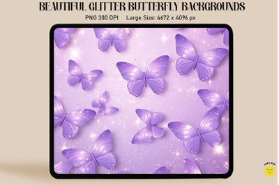 Pastel Purple Glitter Butterfly Pattern