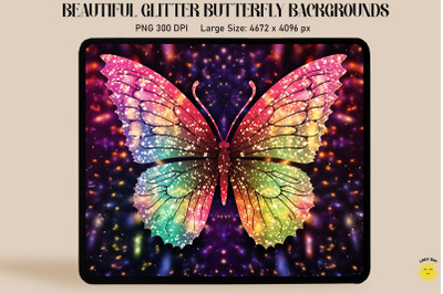 Rainbow Glitter Butterfly Backgrounds