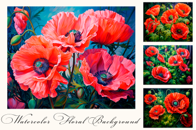 Red poppies flowers Impressionism modern painting