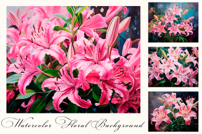 Pink lily flowers Impressionism modern painting