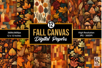 Fall Canvas Seamless Pattern, Fall Fantasy Backgrounds