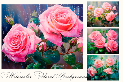 Pink roses flowers Impressionism modern painting