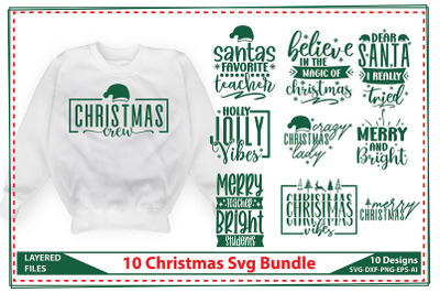 10 Christmas Svg Bundle