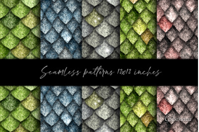 Dragon scales. Seamless patterns