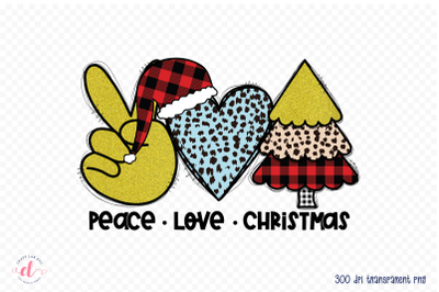 Peace Love Christmas Tree Sublimation Design