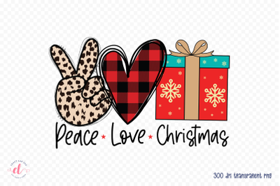 Peace Love Christmas Sublimation Design PNG