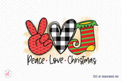 Peace Love Christmas Tree PNG Sublimation Design