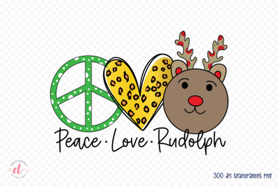 Peace Love Rudolph PNG Christmas Sublimation