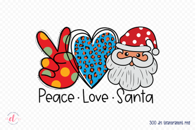 Peace Love Santa - Christmas Sublimation Design