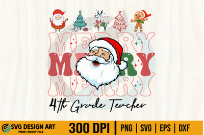 Christmas 4th Grade Merry Teacher SVG