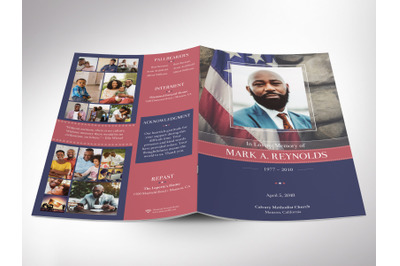American Military Funeral Program Canva Template - V1 | 8 Pages