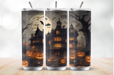 Halloween Spooky House 20 Oz Tumbler Wrap Sublimation Design