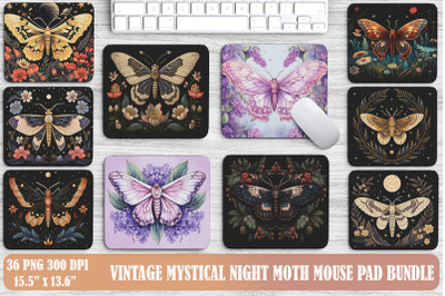 Vintage Mystical Night Moth Mouse Pad