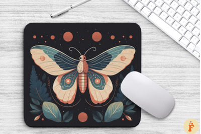 Simple Vintage Mystical Moth Mouse Pad