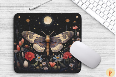 Vintage Moth With Floral At Night