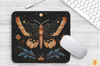 Vintage Moth And Floral Mouse Pad